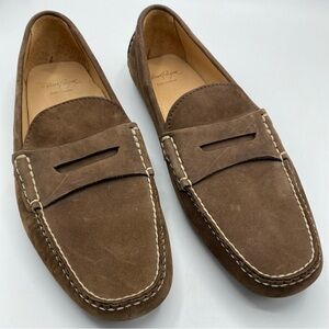 Alan Payne Fatto A Mano Suede Penny Loafers 10 Slip On Moccasin Hand Made